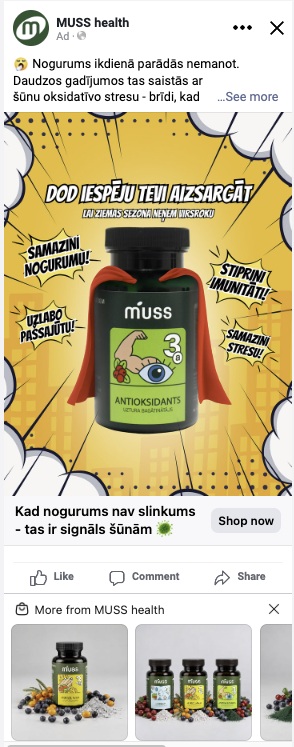MUSS 3A Antioksidants Meta reklāma